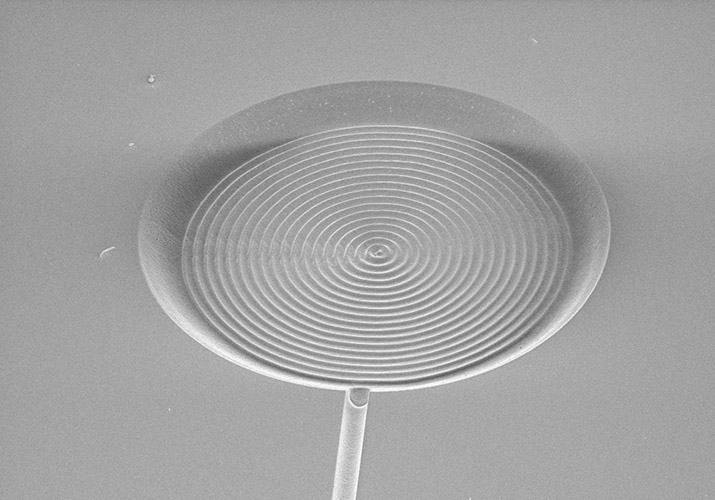 Detail of laser-cut grooves on microfluidics device